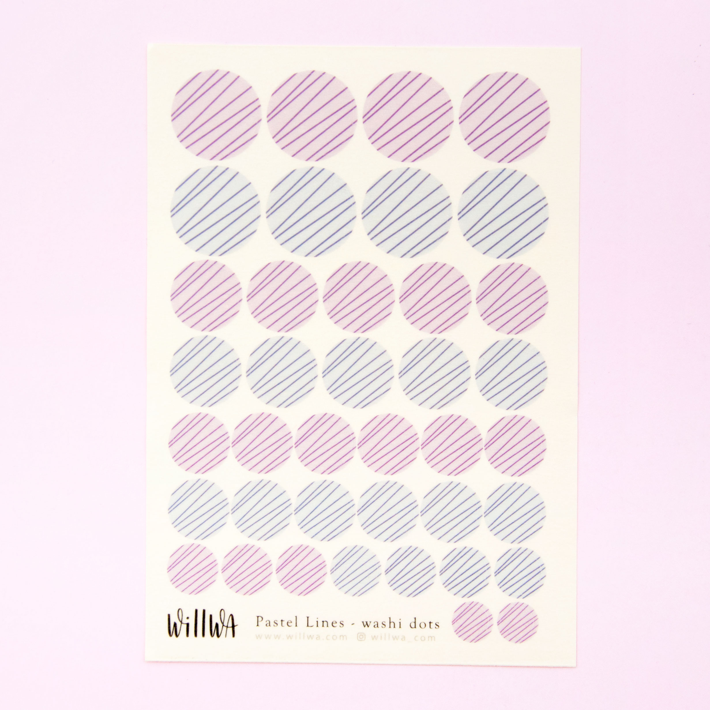 Pastel Lines Washi Dots Sticker Sheet - Design by Willwa