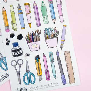 Planner Pens and Tools Sticker Sheet - Design by Willwa