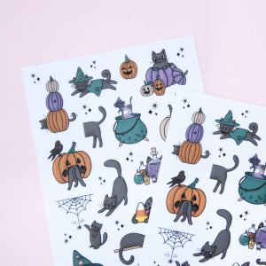 Cats and Pumpkins Sticker Sheet - Design by Willwa