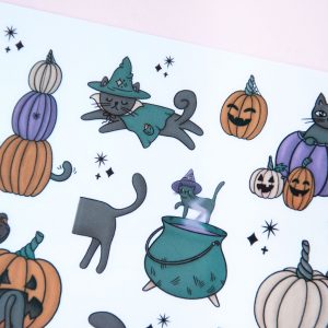 Cats and Pumpkins Sticker Sheet - Design by Willwa