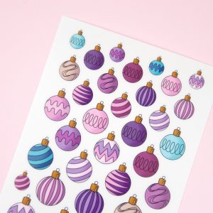Cute Holiday Baubles Sticker Sheet - Design by Willwa
