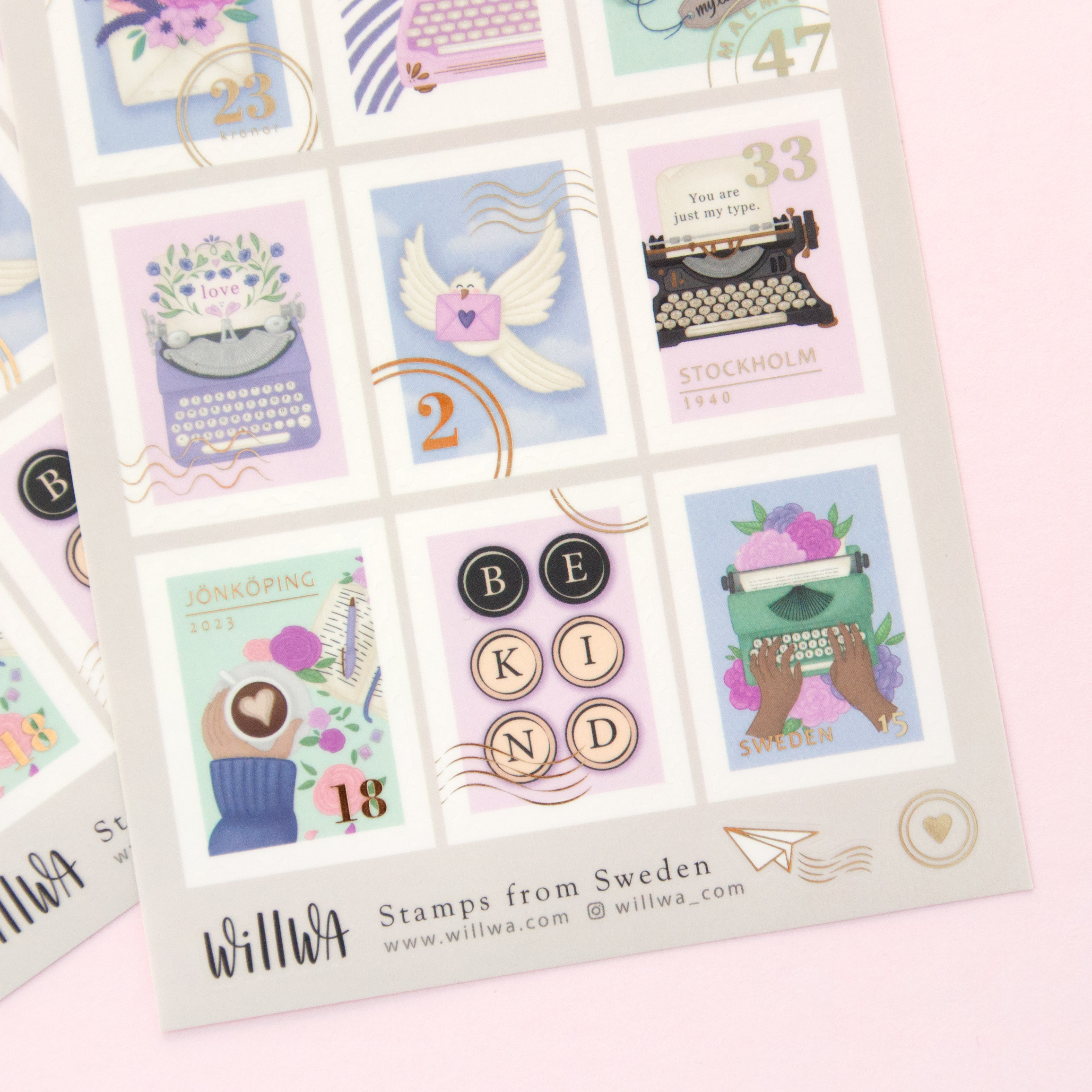 Stamps from Sweden Sticker Sheet - Design by Willwa