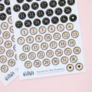 Typewriter Key Numbers Sticker Sheet - Design by Willwa