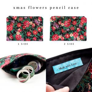 Pencil Case Christmas Flowers - Design by Willwa