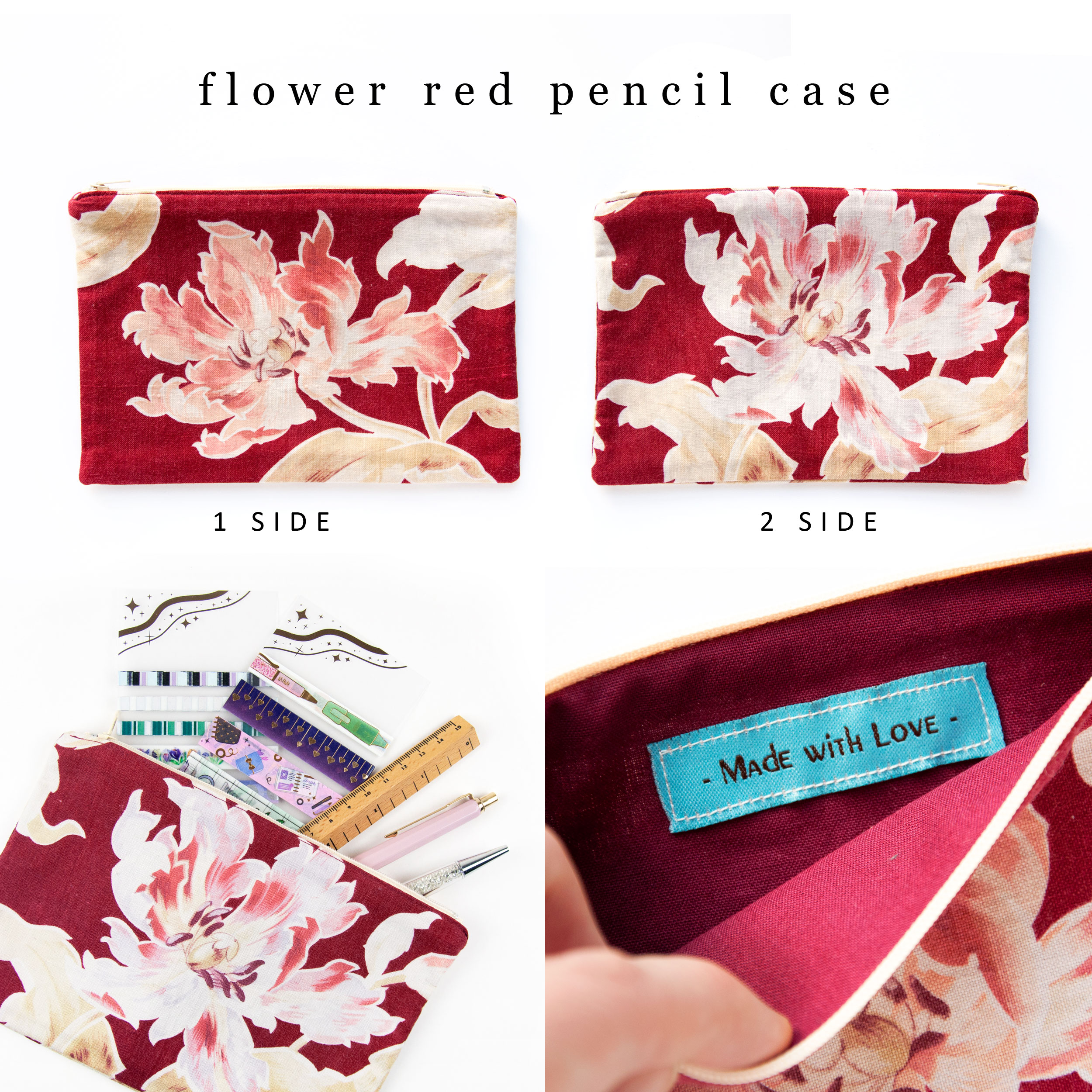Pencil Case Flower Red - Design by Willwa