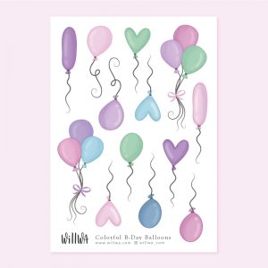 Colorful B-day Balloons Stickers - Design by Willwa