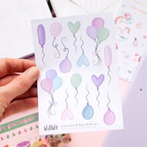 Colorful B-day Balloons Stickers - Design by Willwa