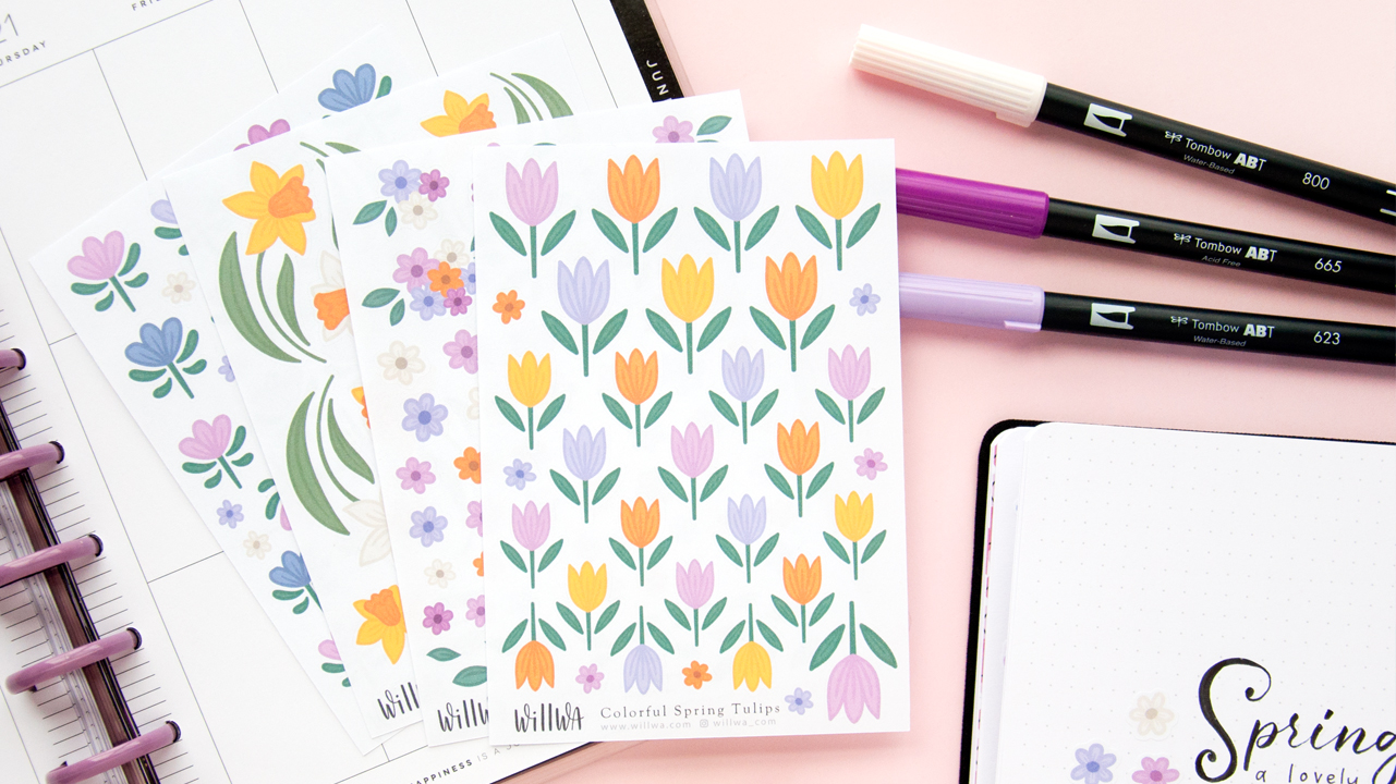 Spring Flowers Sticker Bundle - Design by Willwa