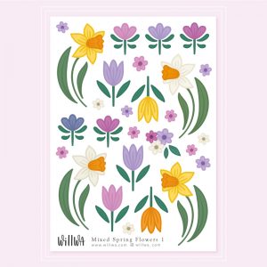 Mixed Spring Flowers Stickers - Design by Willwa