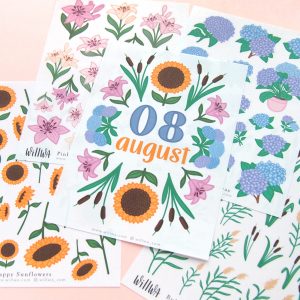 August Flower Sticker Bundle - Design by Willwa