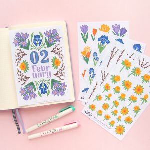 February Flower Sticker Bundle - Design by Willwa