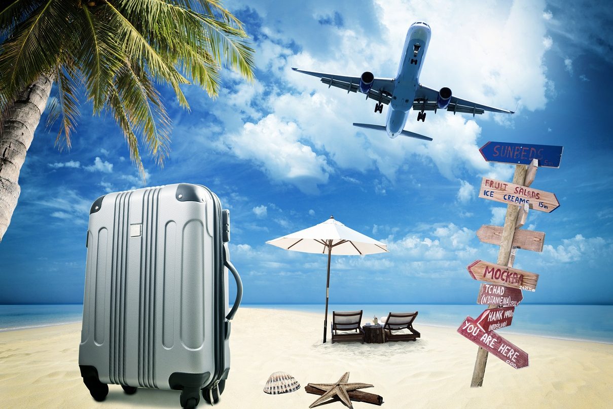 Beach travel tourism concept