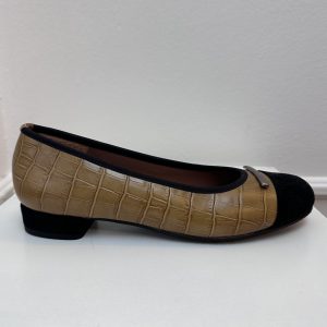 Leren ballerina black/caramel