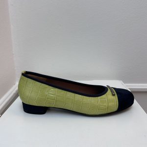 Leren ballerina   Navy/Lime
