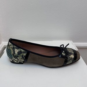 Leren/suede ballerina sage