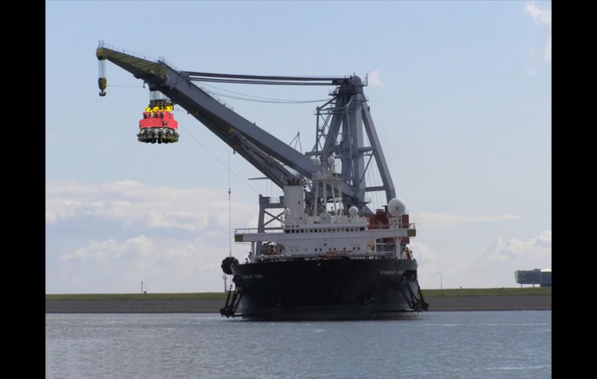 Surface to In-Seabed Foundation Techniques - operation example near shore - with an Giant Vibro System