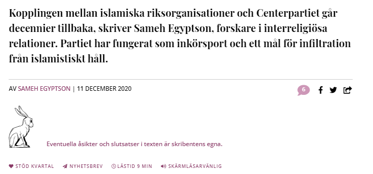 Centerpartiet och flirten med islamism