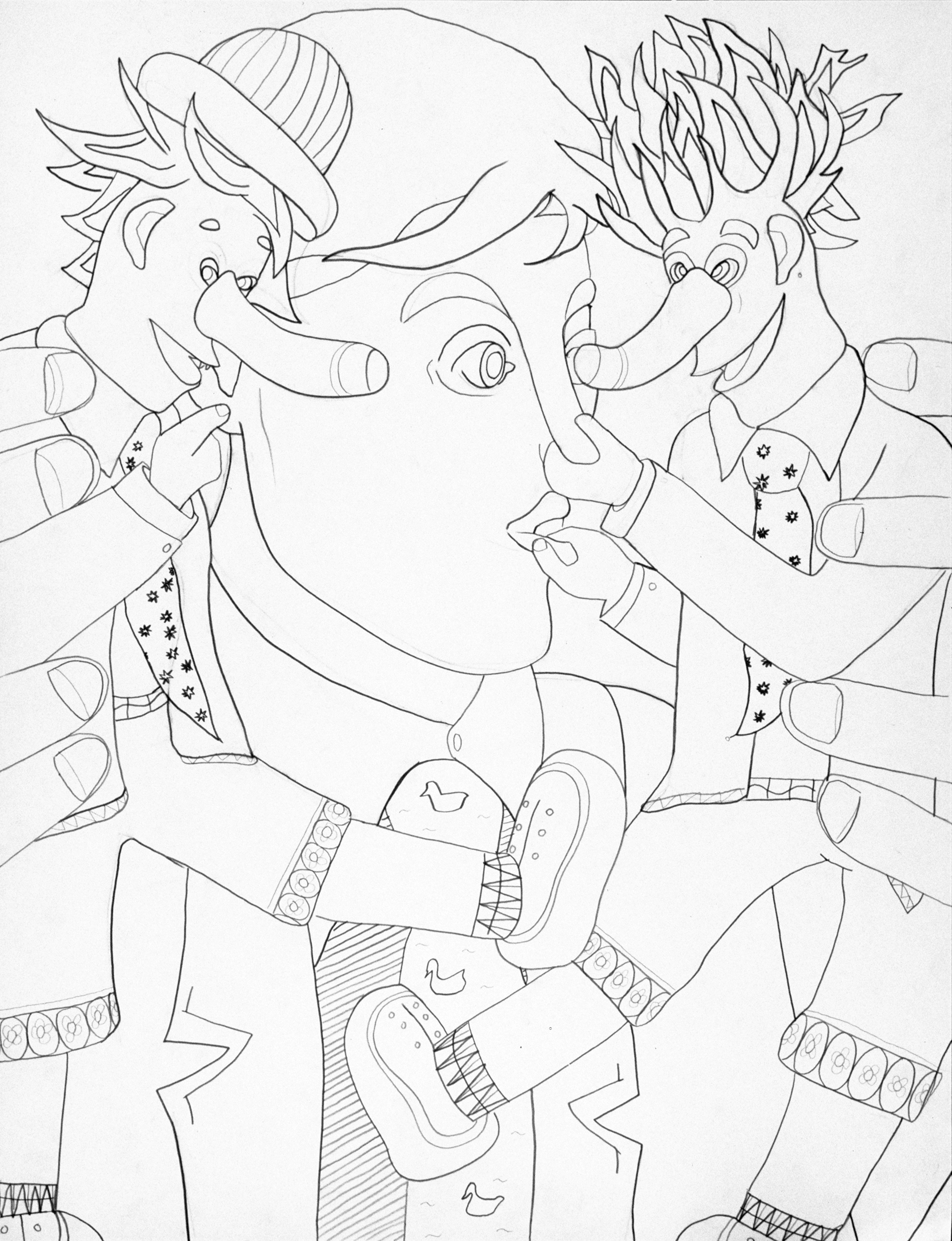 Mocking II, drawing by Wouter van Riessen