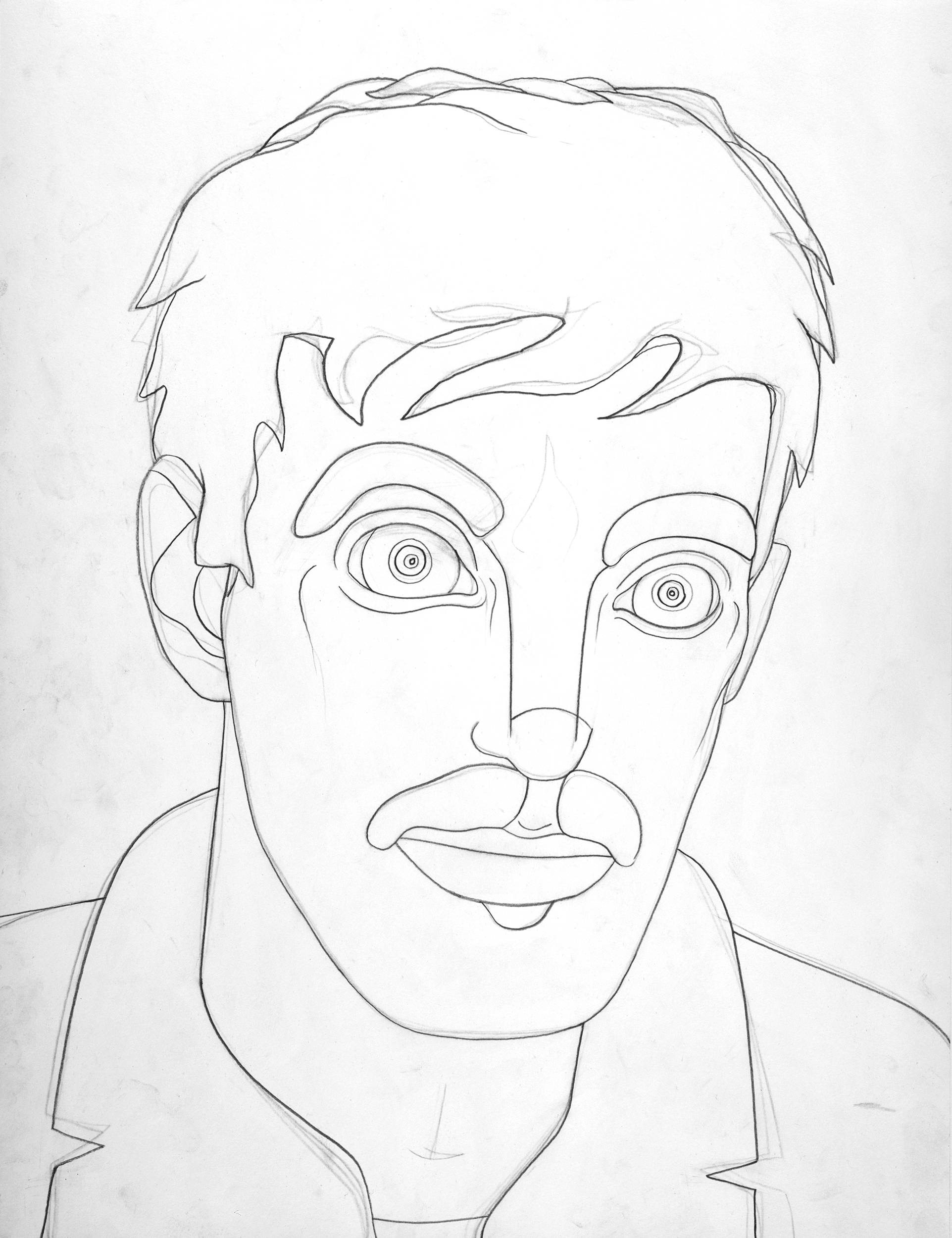 Self-portrait with Moustache, drawing by Wouter van Riessen