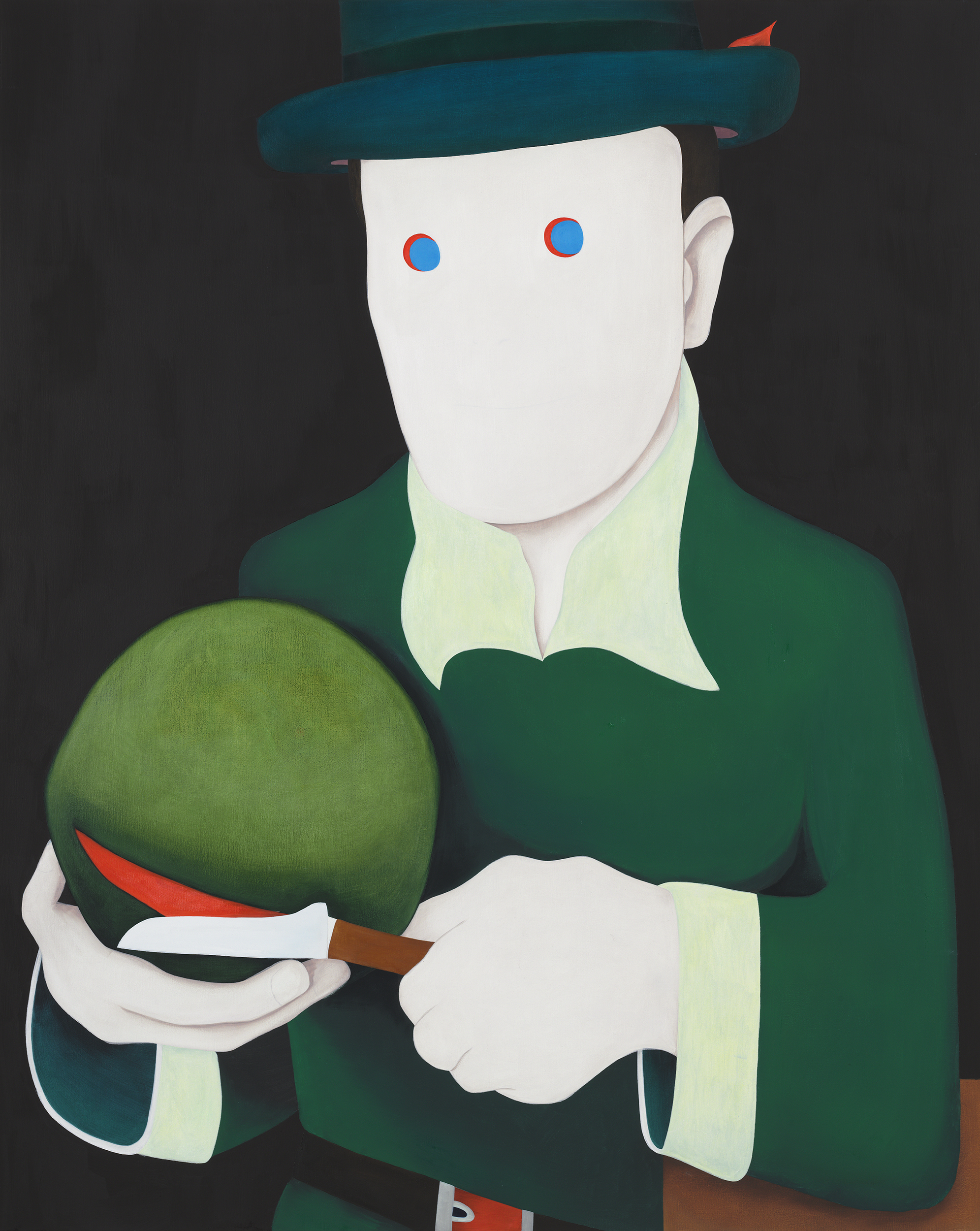 Self-portrait with a Knife, painting by Wouter van Riessen