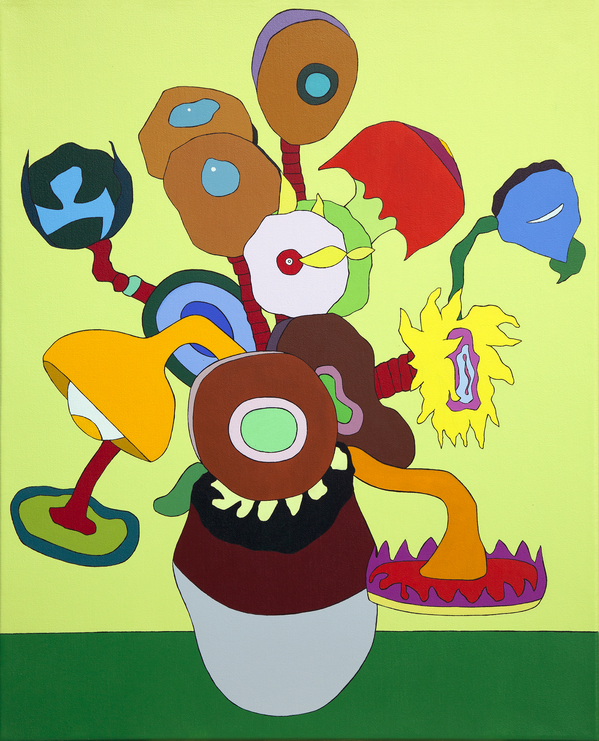 Fifteen Sunflowers in a Vase IX, painting by Wouter van Riessen