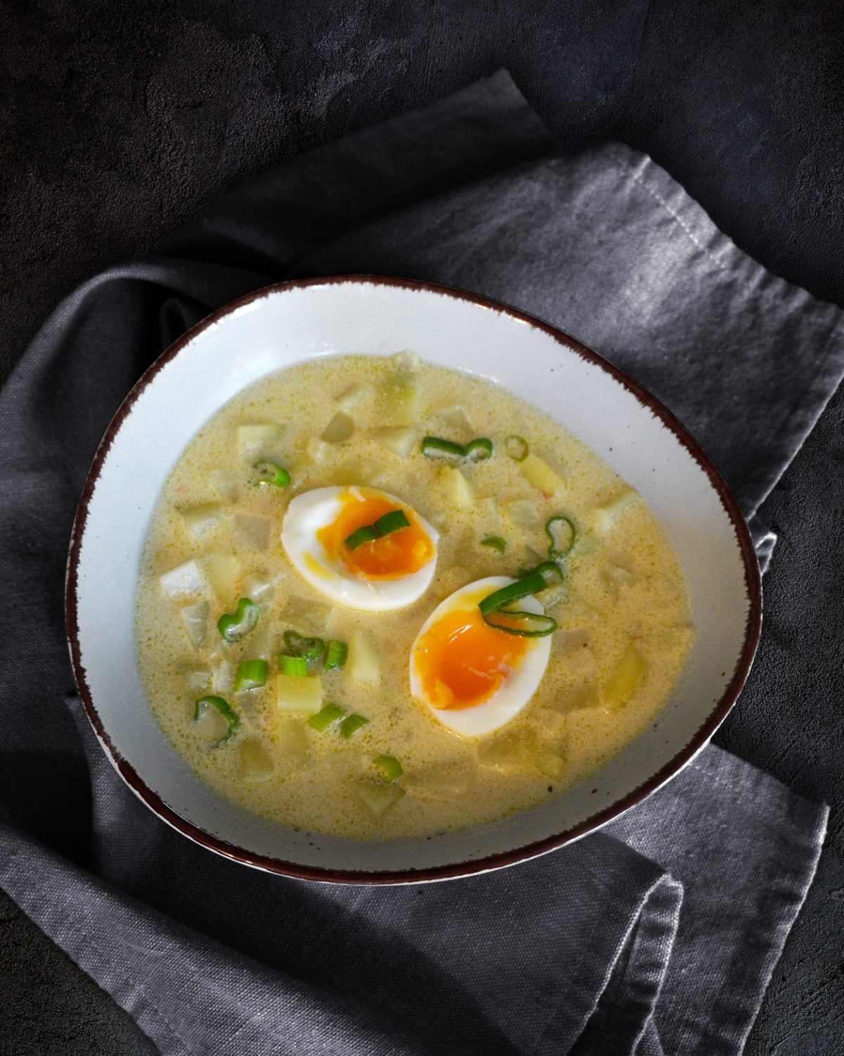 Kartoffel-Kohlrabi-Suppe mit Senf und weichgekochtem Ei | Notizen aus ...
