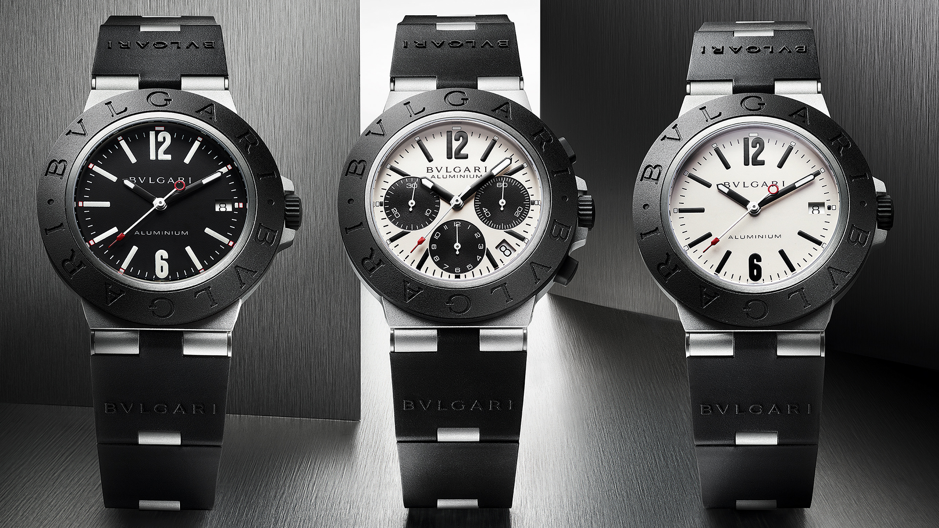 【稼働品】BVLGARI ALUMINUM ホワイト/ブラック Introducing The Bulgari Aluminium & Aluminium Chronograph