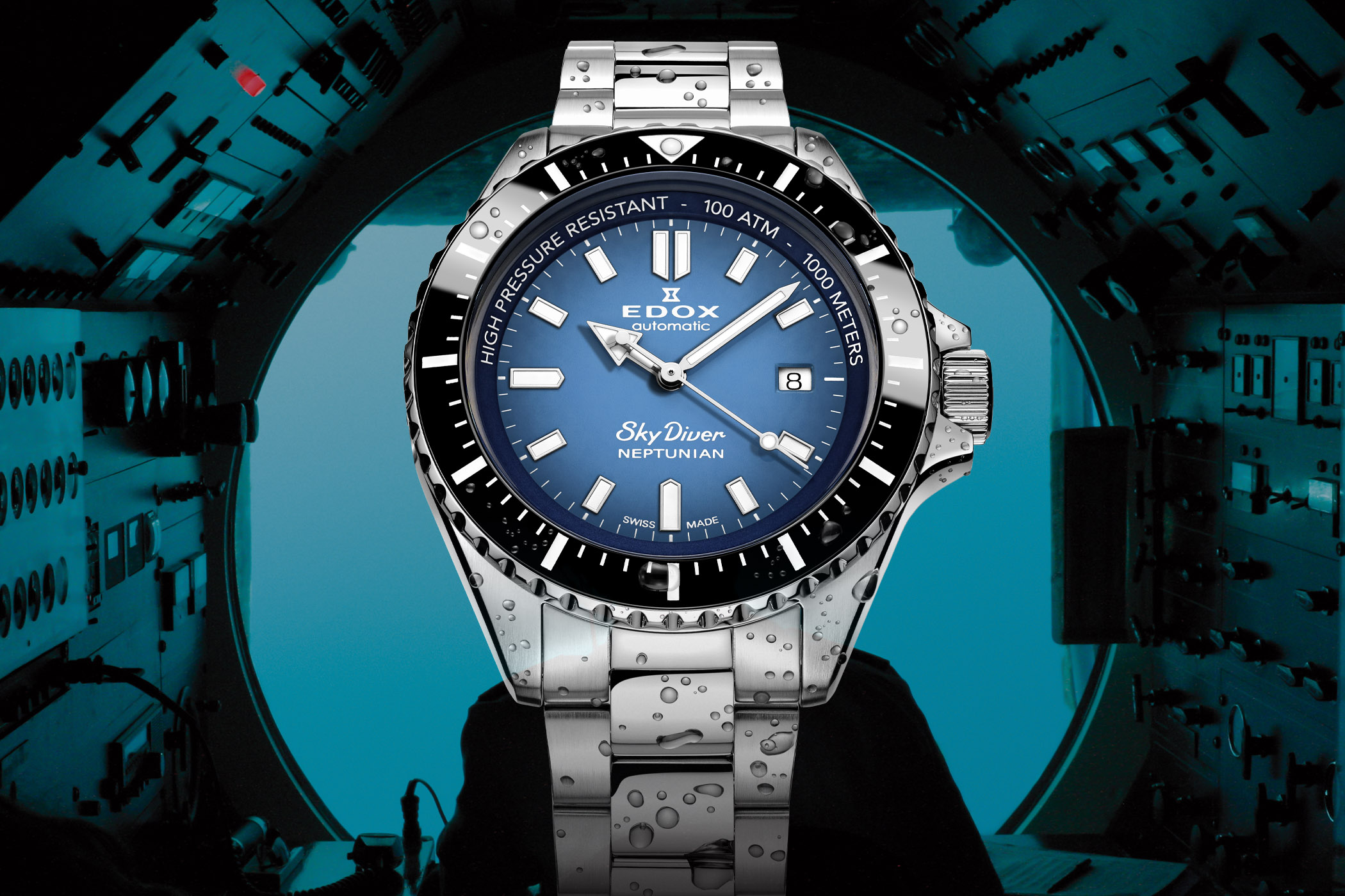 EDOX SkyDiver NEPTUNIAN 自動巻き 腕時計 Introducing The Edox SkyDiver Neptunian Dive Watch