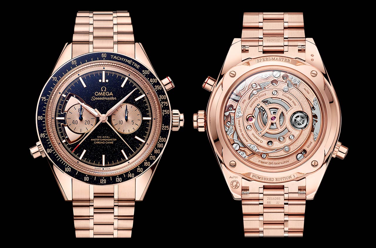 Omega's New Gold Speedmaster Chrono Chime Features Its Most