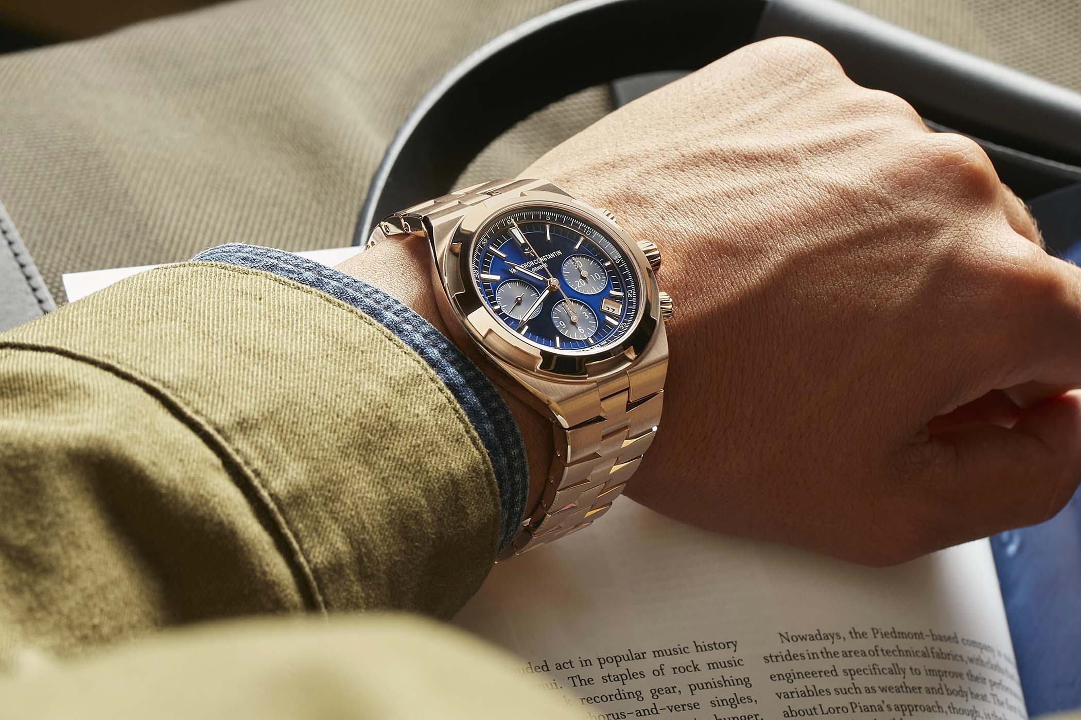 Vacheron Constantin Overseas Chronograph Watch In Pink Gold And