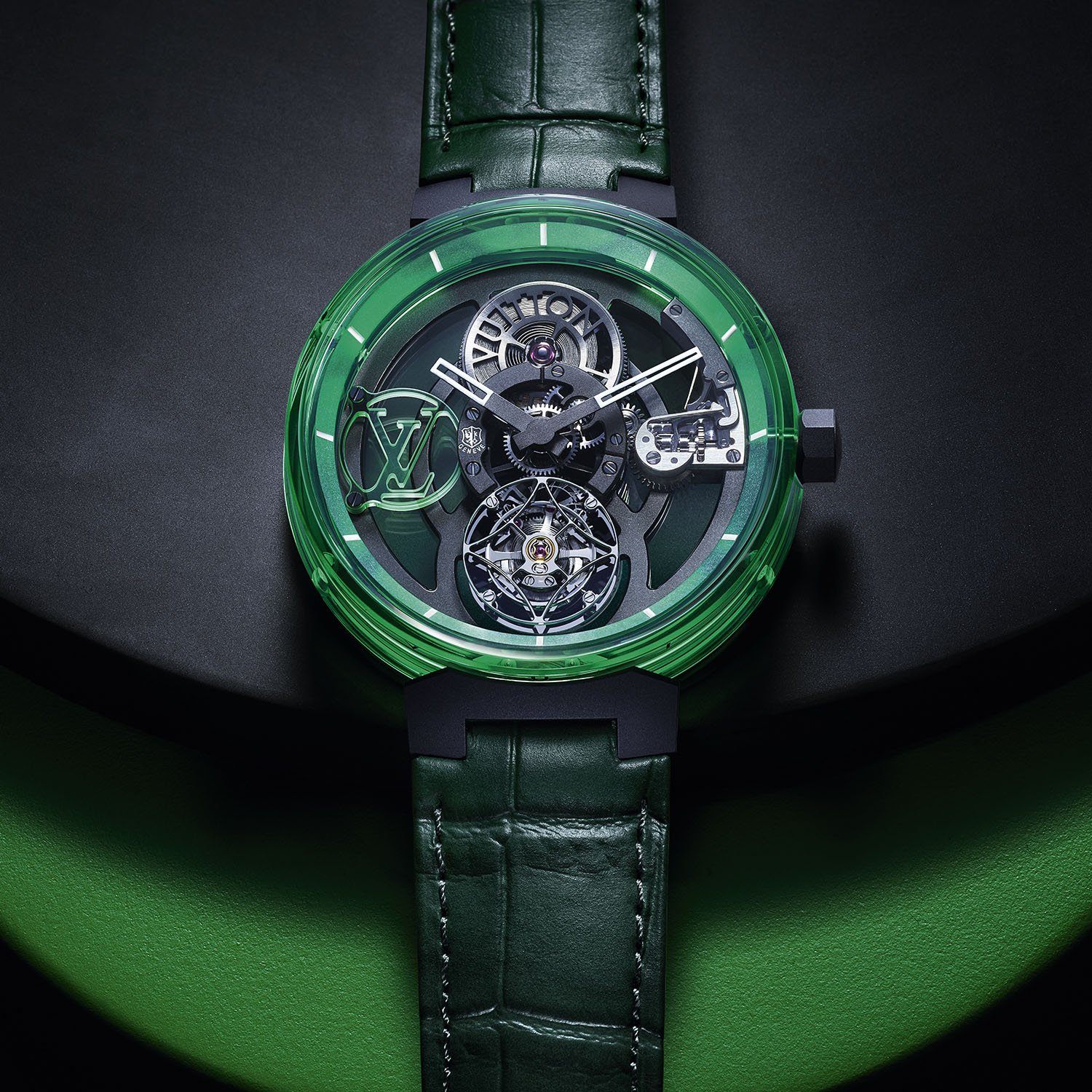 Louis Vuitton Unveils The Tambour Moon Tourbillon Volant Poinçon de Genève  Watch In Green and Yellow Sapphire –  – Featuring Watch  Reviews, Critiques, Reports & News