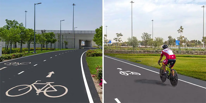 Den olympiska cykelbanan i Doha har Guinness världsrekord för att vara den längsta sammanhängande cykelbanan i världen, som är 33 kilometer lång. Banan skapades av Ashghal, myndigheten för offentliga arbeten i Qatar och färdigställdes 2020. Den går genom totalt 18 gångtunnlar för att säkerställa en oavbruten rörelse.

Banan har även rekordet för den längsta biten asfaltbetong som lagts kontinuerligt, med en längd på 25,3 kilometer.