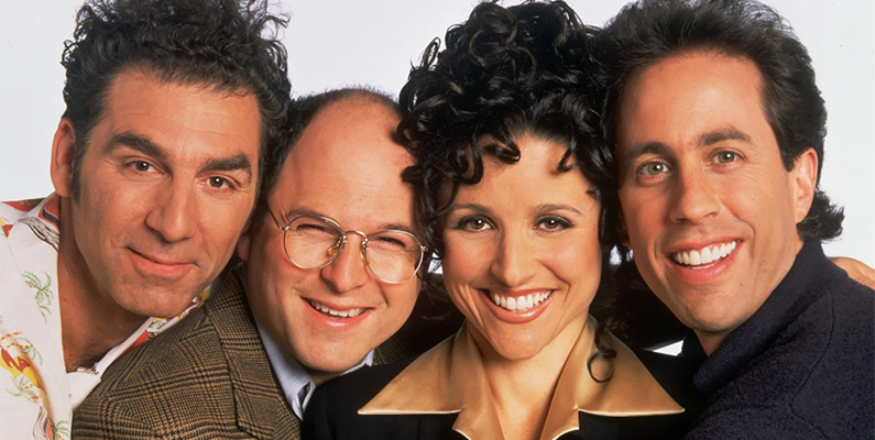 Den 5 juli 1989 är en stor dag för amerikansk sitcom-TV. Det första avsnittet av den hyllade TV-serien Seinfeld visas nämligen i TV-kanalen NBC i USA. Vi i Sverige fick dock vänta ända till den 15 september 1994, då det första avsnittet av TV-serien visades i TV4.