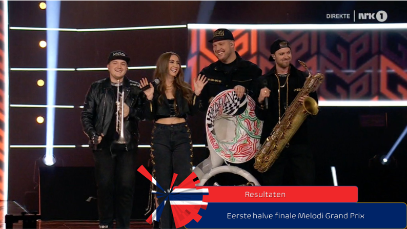 Noorwegen| Resultaten eerste halve finale Melodi Grand Prix.
