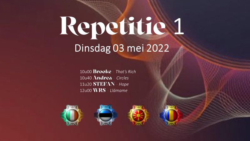 Eerste repetitie van Ierland, Noord-Macedonië, Estland en Roemenië.