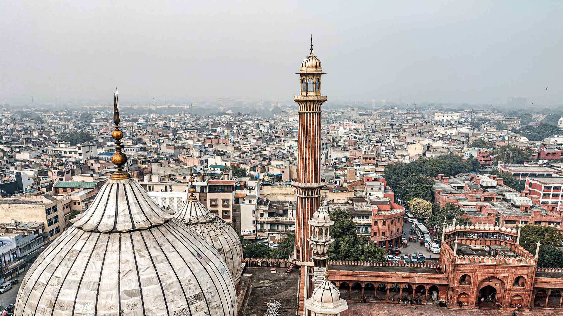 Foto över den Indiska staden New Delhi.