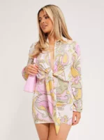 NLY One - Festklänningar - Mönstrad - Tie Shirt Dress - Klänningar