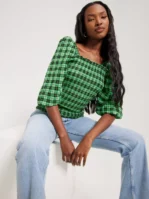 Vila - Blusar - Midnight Navy Green Bay/Black - Viquin Top - Blusar & Skjortor