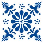 Tile Junkie Flowers Blue Transparent