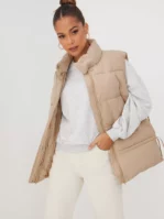 Missguided - Västar - Stone - Gathered Detail Paded Gilet - Jackor & Kappor - Vests