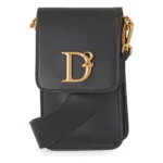 Dsquared2 Logo Plaque Läder Crossbody Väska Svart, Dam