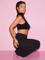 Missguided - Crop tops - Black - High Neck Racer Knitted Top - Toppar & T-shirts