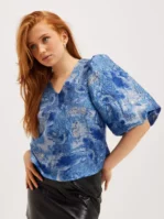 Co'couture - Blusar - Blue - Rea Jacquard Blouse - Blusar & Skjortor