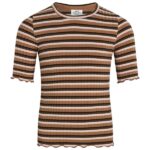 Mads Nørgaard Tuviana Stripe Tee Stripe Pecan Brown