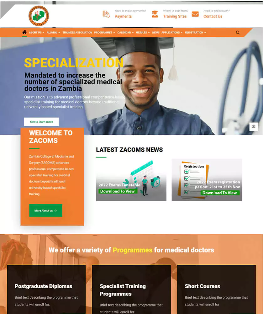 ZACOMS website design project by 360nx Designs