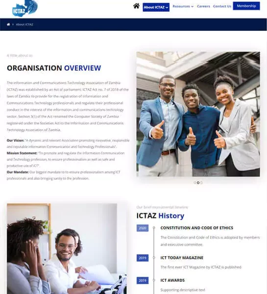 ICTAZ website design project by 360nx Designs