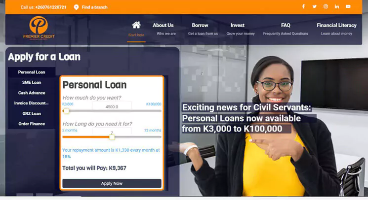 PremierCredit PremierCredit Zambia 360nx Design website design and SEO client work
