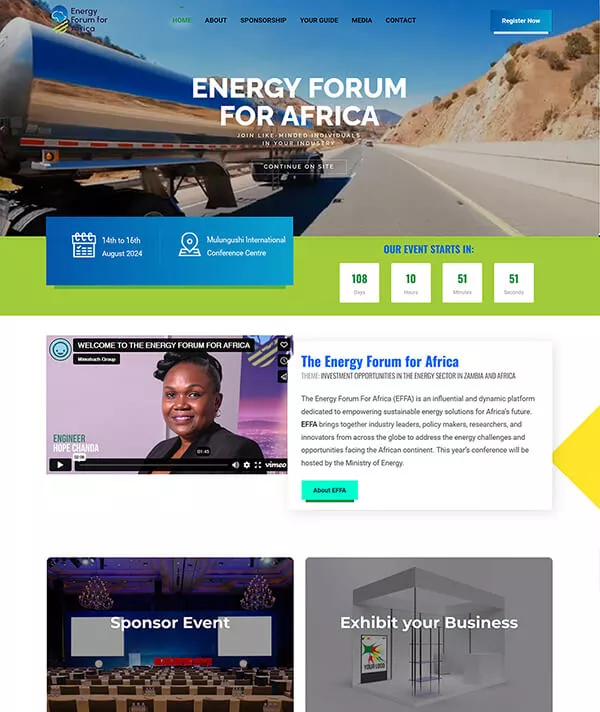 Energy Forum For Africa Website design by 360nx Designs Vinepodium website