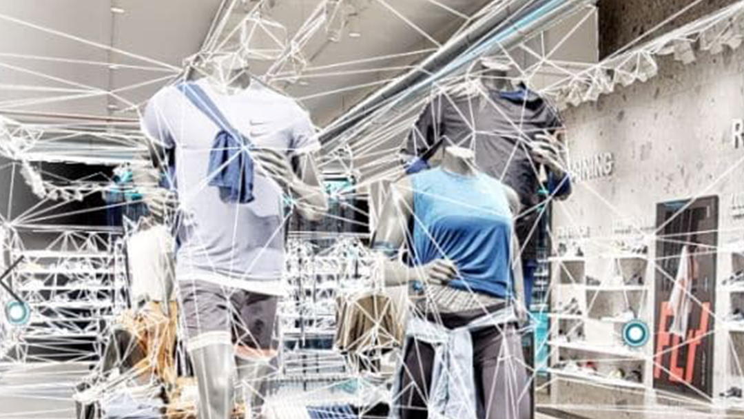 Wireframe of a 3d scan in a retail store