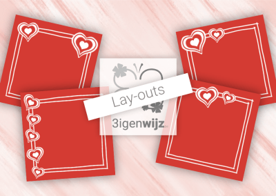Kaders met witte hartjes op rood